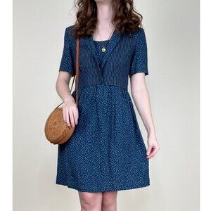 Vintage Vest Dress Mini Preppy Coastal Summer Casual Cottagecore Prairie 80s 90s